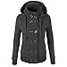 Produktbild Geili Damen Wollmantel Zweireiher Langarm mit Kapuze Sweatshirt Sweatjacke Frauen Warm Stehkragen Fleecemantel Wolljacke Casual Einfarbige Wolljacke Outwear Hoodie Kapuzenjacke