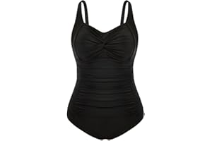 Hanna Nikole Damen Große Größen Einteiliger Badeanzug Bauchweg Bademode Strój kąpielowy V-Ausschnitt Ruched Monokinis