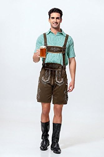 Oktoberfest costume - black beer festival hand embroidery harness pants fat guy bar male waitress,Figure,L