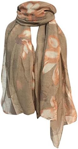 Big Flower Scarf For Women ,Moonuy Ladies Girl 180*90cm Long Print Pattern Bali Yarn Fashion Casual Autumn Winter Elegant Neck Shawl Warp Stole Scarves Fanon Cape (Khaki, 180*90cm)