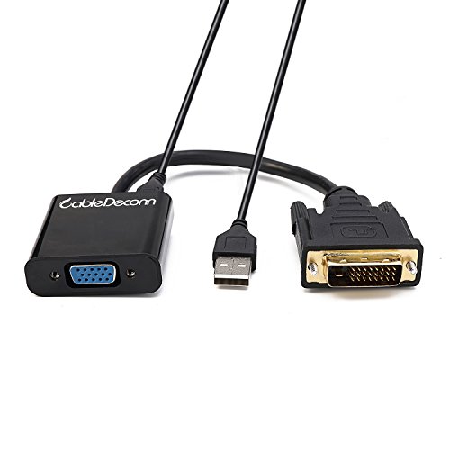 Active DVI auf VGA, CableDeconn DVI 24 + 1 DVI-D M bis VGA-Stecker mit Micro USB Active Adapter Konverter Kabel für PC DVD HDTV Monitor - 2