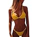 Produktbild BaZhaHei Damen Bandeau Bandage Push-Up Brasilianische Badebekleidung Beachwear Badeanzug Push Up Strand Swimsuits Neckholder Triangel Oberteil Bandeau Strandmode Bikini Set (M, Gelb)
