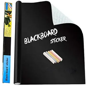 Trench Vinyl Black Board Wall Sticker Removable Decal Chalkboard with 5 Chalks for Home, School, Office, College, Kids Room, Kitchen (45x200 cm)