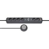 Brennenstuhl Eco-Line Comfort Switch Plus Power Strip with 6 Outlets (1.5 m Cable, Hand/Foot Switch) Anthracite