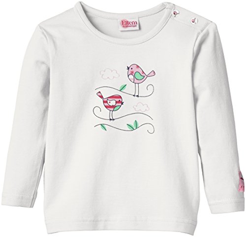 Eltern by Salt & Pepper Baby Girls E NB Longsleeve Birdie print Plain Crew Neck Long Sleeve Long Sleeve Top, White (off-white 017), 3-6 Months (Manufacturer size: 68)