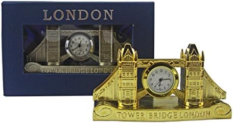 London Bridge model die cast table desk Clock Gold / Black Metal Gift Box UK souvenir (Gold)