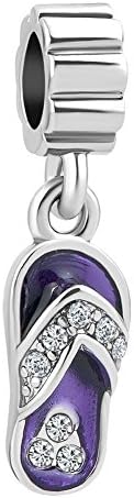 Uniqueen Jewellery Crystal Birthstone Beach Shoes Charms Dangle Bead for Pandora/Troll/Chamilia Charm Bracelet