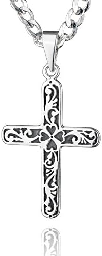 STERLL Man silver Necklace Sterling silver Cross pendant 21.65in confectionery gifts, Gift for him romantic