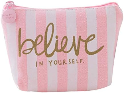 Alberar Women Girls Cute Pink Canvas Fashion Print Snacks Coin Purse Wallet Bag Change Pouch Key Holder (D)