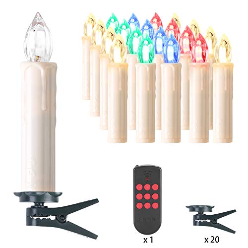 Preisvergleich Produktbild MVPOWER 20er Weinachten LED Kerzen Kabellos RGB Weihnachtskerzen Christbaumkerzen Dimmen Flackern Baumkerze-Set,LED-Lichtfarbe RGB