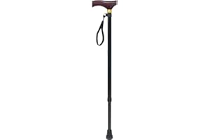Aidapt Adjustable Height Lightweight Walking Stick with Anti Slip Ferrule Foot to Aid Stability and Confidence when Walking Supplied with a Hanging Carry Strap And Wood Effect Handle