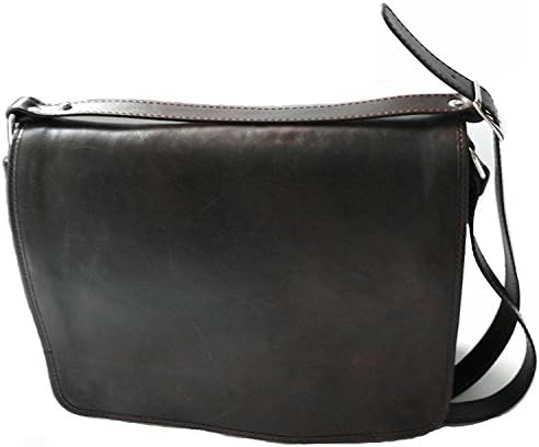 Large Luxury Messenger bag and SMARTPHONE CLUTCH (embedded) Best quality leather. Made in Italy. Unisex in Dark Brown color.