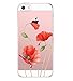 Produktbild iPhone SE Hülle Caler® Weiche flexible Silikon-Handy-Hülle Transparente Ultra Slim TPU dünne stoßfeste mit Motiv Rundum-schutz Tasche Etui Schutzhülle in Premium Qualität Case Cover für Dein Smartphone iPhone SE 5 5S(Blume)