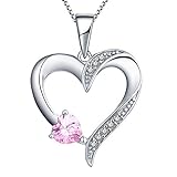 MATERIAL: 925 Sterling Silber mit weiß vergoldeter Herz Halskette. Einstellung mit 5MM * 5MM Herzform rosa Edelstein und AAA weißen Zirkonia Edelsteinen. Nickelfrei, kein allergisches Material. Natürlich aseptisch zum Schutz der empfindlichen Haut. Es wird lang glühen und wird nicht schwärzen oder die Farbe ändern.