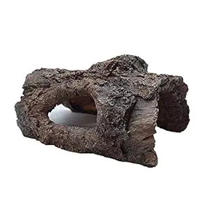 Linifar Aquarium Cave Hollow Tree Trunk, Resin Aquarium Log Decoration Betta Fish Tank Wood Ornament with Hideout Holes for Fish Betta Cichlid Turtle Reptile