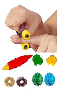 Acupressure India Finger Care Massager Sujok Rings, Balls-Power Thumbs Combo Kit