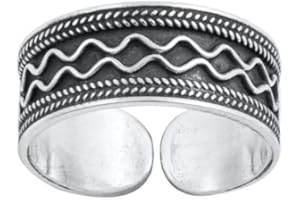 7K Zehenring aus 925 Sterling Silber als Fußschmuck für Damen, Herren und Mädchen, Größenverstellbar, Bali Style Modell 3