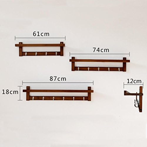 Living Room Bedroom Wall Shelf Partition Creative Solid Wood Bamboo Wall-mounted Coat Rack Clothes Hook , coffee , 4 hook