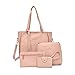 Produktbild Mode Umhängetasche PU-Leder Frau Dame Lady Rucksack Reisetasche Vier Sätze,LightPink-OneSize