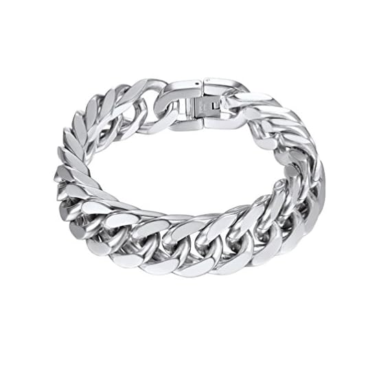 PROSTEEL Pulsera Cadena Cubana de Acero Inoxidable para Hombres Mujeres, Plateado Dorado Negro, Pulsera Metal Eslabones…