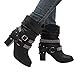 Produktbild Geili Damen High Heels Stiefel Modische Hohl Strass Halbschaft Stiefel Spitze Stiefel mit Blockabsatz Frauen Herbst Übergrößen Boots Party Stiefel Abendschuhe