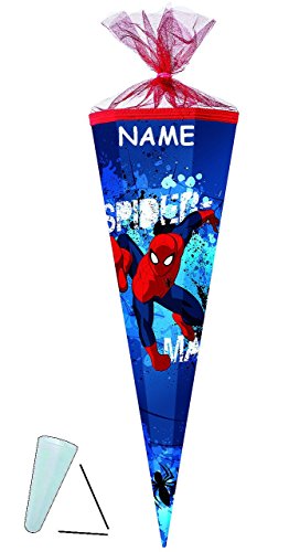 Schultüte – “ Spider-Man “ – 22 / 35 / 50 / 70 / 85 cm – incl. große SCHLEIFE – Zuckertüte ALLE Größen – mit / ohne Kunststoff Spitze – für Jungen – Spiderman / Spinnen Man – Aktion Held / Comic Spinne – Superheld Ultimative Amazing - 4