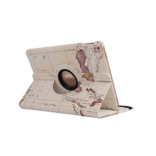 iPad Hülle,elecfan® Apple iPad 2 3 4 Smart Case Sleep / Wake Funktion 360 Grad drehbar Etui Kunstleder Schutz Hülle Ständer Displayschutz (iPad 2 3 4, Map-weiß) - 4