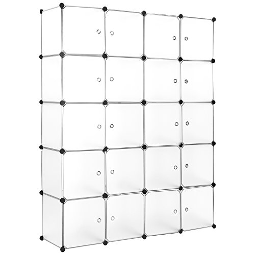 LANGRIA Stufenregal 20-Kubus Regalsystem Lagerregal Kleiderschrank Garderobe mit Transluzenten Platten für Kleidung, Schuhe, Spielzeug und Bücher - 7