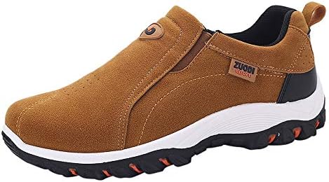 Happy-Day Mens Black Leather Slip on Shoes Safety,Outdoor Hiking Shoes Casual Shoes Fashion Non-Slip Wearable Men's Shoes Sneaker,Workout Mens Trainers Indoor