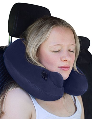 musegear® Reise Nackenkissen aufblasbar deluxe | Superweiches Fleece mit hygienischer Pumpen-Technologie | für ruhigen Schlaf unterwegs in Flugzeug, Auto | Reisekissen waschbar, klein & leicht - 5