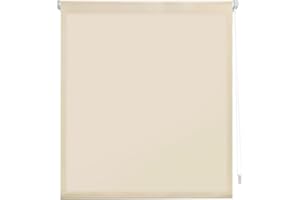 Decorblind | Estor Enrollable EasyFix Translúcido Sin Herramientas y Sin Taladrar - Medida 52x180 (Ancho x Largo), Tela 49x175 - Color Beig Liso Para Ventanas