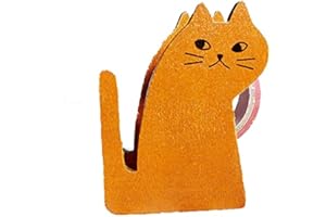 HIBUCUO Tape Dispenser, Cute Cat Vintage Wooden Kitty Tape Cutter with 1 Roll Tape for Home Office Desktop Accessory for Students Girls Boys