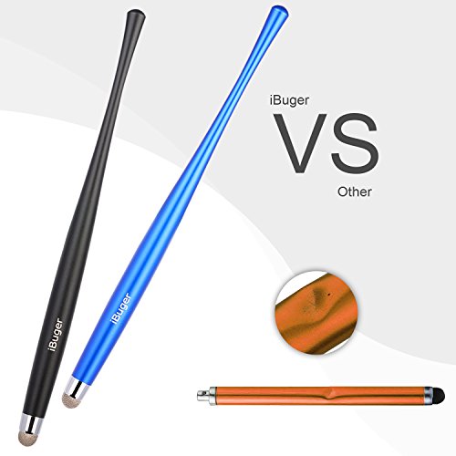 iBuger 2 Stück universal Stylus Eingabestift Touchstift mit 2 x Fiber Tips für Touchscreen Tablet Android Smartphone Samsung Iphone Apple Ipad -Schwarz /Blau - 2