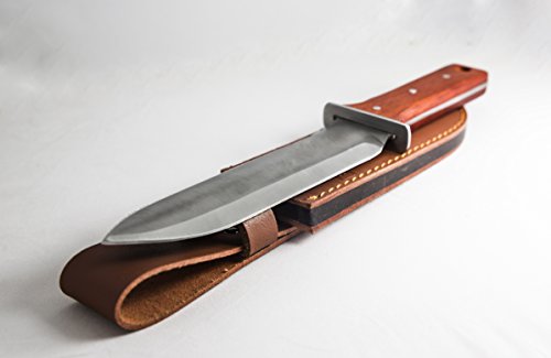 Protector Tech Digger – rostfreies Messer-Handschaufel für Metalldetektor und Umgraben in Gartenarbeit (mit Rot-Holz-Griff und brauner Ledertasche) - 2