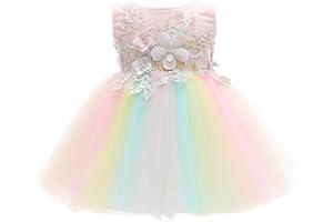 KRUIHAN Dziewczęca sukienka księżniczki, tęczowa, tiulowa, koronkowa, sukienka dla dziewczynki z kwiatami, odświętna sukienka do chrztu, na Boże Narodzenie, wesele, balowa, 18 m, odpowiednia dla dzieci w