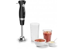 Tefal Black Collection Hand Blender, 2 Speeds, Pulse, 2 stainless Steel Blades, Powerful 450W, Anti-splash Foot, Smoothies, Soups, Mayonnaise, Sauces, Kitchen, Compact, Dishwasher Safe Parts, HB4718G0