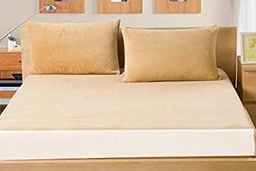 Jaipur Linen Waterproof Spill Proof Bug Proof Dustproof Double Bed Fitted Mattress Protector for Complete Protection of Your Mattress- Beige (72 X 72 inches)