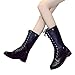 Produktbild Geili Damen Halbschaft Stiefel Schnürstiefel Modische Flache Lederstiefel Frauen Übergrößen Lange Reißverschluss Martin Boots Punk Reiterstiefel Cowboystiefel Biker Boots 34-42