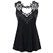 Produktbild Rovinci Damen Sommer Ärmellos Weste Elegant Mode Rose Patchwork V-Ausschnitt Tank Einfarbig Floral Spitze Rückenfrei Tunika Top Rückenfrei Bluse Hemden Streetwear Shirt Vest Tops (M, Schwarz)
