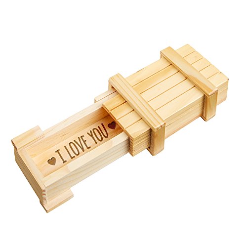 Magische Geschenkbox mit Trickverschluss und Gravur - Love - Liebe - Hell - Schmuckkästchen zum Valentinstag Geschenke für Frauen und Männer