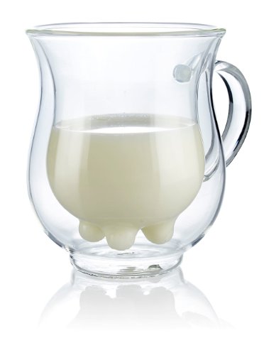 Cucina di Modena Milchkännchen: Doppelwandige Milchtasse mit witzigem Euterdesign (Eutertasse)