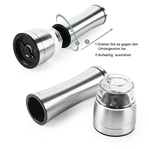 Lavievert Edelstahl klassische und manuelle Salz-und Pfeffermühle,Mühle für Pfeffer,Salz,Chili (Silber) (1er Packung) - 5