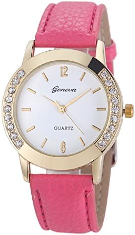 Cebbay Womens Cheap Watches,35.5MM Geneva Small Fashion Diamond Analog Quartz Leather Band Watch