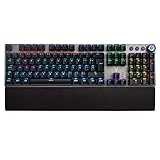 Dimensiones: teclado: 435x123x38.5 mm, reposa muñecas: 435x68x14.5 mm, peso: 670 gr, compatible con juegos como Fortnite o Apex Legends, powered by Woxter