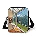 Produktbild Landscape,Apartment Villa with Patio and Garden Mountain Ocean Sunny Image,White Forest Green and Blue Print Kids Crossbody Messenger Bag Purse