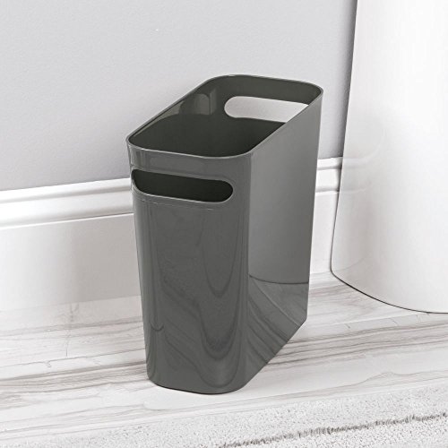 InterDesign Una Papelera de reciclaje con asas  cubo de basura de pl  stico  papelera de oficina  cocina o ba  o  gris pizarra