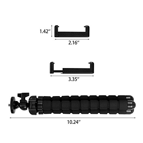 Kupton Treppiede Stile Polipo Portatile e Regolabile Treppiedi Flessibile per Sostegno con Clip per GoPro, Fotocamera, iPhone e Smartphone Android
