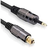 FosPower (1,8m) Kabel Optisches Audio Digital [24K Gold Vergoldet] Toslink auf / zu Mini Toslink Digital Optical SPDIF Audio Cable