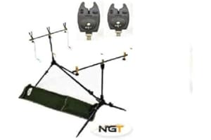 NGT 1 Rod Pod and 2 Alarms Metal, Plastic Surface Mount Fishing Rod Holder