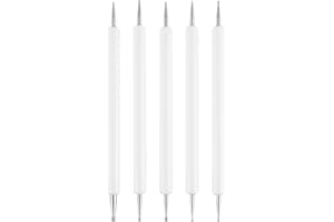 ENZYLUXE 5 Pcs Embossing Tool, Embossing Stylus Set with Different Size, Double End Tracing Dotting Tool for Carbon Transfer Paper, Mandala Rock Painting, Pottery Clay Craft, Embossing Art(Color:White)